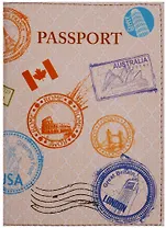 Обложка для паспорта Печати разных стран (кожа) (ПВХ бокс) (ОК2017-02)