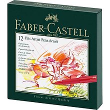 Ручки капиллярные"Pitt Artist Pen Brush" ассорти, 12шт., студийная коробка, Faber-Castell
