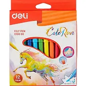Фломастеры Deli, Color Run, 12 цветов