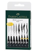 Ручки капиллярные"Pitt Artist Pen" черные, 8шт., 0,1/0,3/0,5/0,7/1,5/B/SB/SC, Faber-Castell