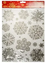 Новогоднее оконное украшение Снежинки серебряные объемные-3 (30х38)