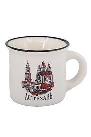 Кружка маленькая белая Астрахань (фарфор) (065-9-M-82-W)