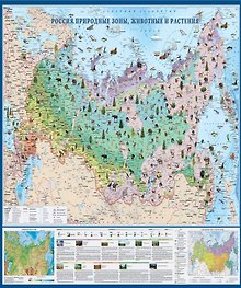 Настенная карта. Россия. Природные зоны. Животные и растения. Масштаб 1:6 200 000