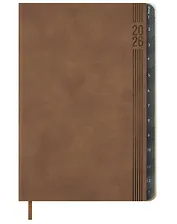 Еженедельник дат. 2026г. А5 80л "Буйвол" бежевый, кожзам, мягк.переплет, блинт.тиснение, офсет, справ.мат-лы, вырубка, закругл.углы, 2 ляссе, инд.уп