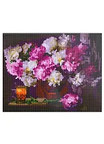 Алмазная мозаика на подрамнике "Пионы и ароматный чай", 30 х 40 см