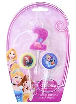 Набор свечей для торта цифра 2 Дисней Принцессы (3 шт) (7 см)