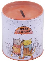 Копилка Бочка СПб Котики под зонтом (10х9) (металл)