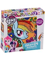 Пазл-мини, Оригами, My little pony Movie. Радуга Дэш 64эл., (220х220)+ фигурка с магнитиком 03416