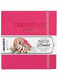 Скетчбук 140*140 40л "Bristol Touch" малиновый, для графики и маркеров, 180г/м2