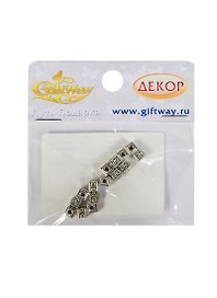 Фурнитура металл бусина Кубик с орнам. серебро (00009842) (15шт) (5х5мм) (10 г/уп.)