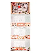 Календарь квартальный 2026г 297*840 "Котогод" настенный, трёхблочный, спираль