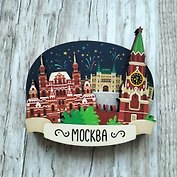 Магнит 3D из дерева Исторический музей,Кремль,ГУМ (Москва) (3D028)