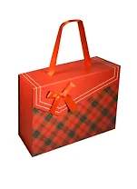 Коробка подарочная "Шотландка" 25*18*7см,на магните, красная, картон, Хансибэг
