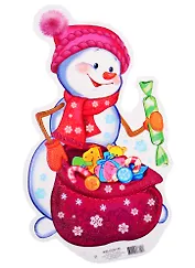 Плакат вырубной А4 "Снеговик с подарками"