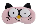 Маска для сна Кот с объемными глазами (плюш) (пакет) розовая