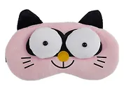 Маска для сна Кот с объемными глазами (плюш) (пакет) розовая