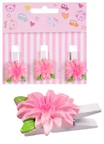 Набор прищепок декоративных, 3 шт, полистоун,георгин розовый