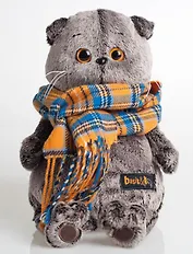 Игрушка мягкая Budi Basa, Басик и шарф в клеточку 30см