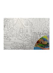 Набор для творчества, Рыжий Кот, Холст с красками 30*40см Домик в деревне Х-9841