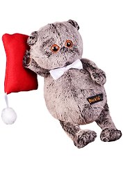 Мягкая игрушка Басик в бабочке на красной подушке (26 см) (Kl26-061)