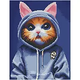 Алмазная мозаика ТРИ СОВЫ "Модный кот", 30*40см, холст на деревянном подрамнике