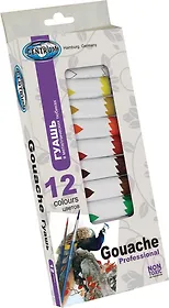 Краски гуашевые 12цв 12мл в тубах, к/к с подвесом, CENTRUM