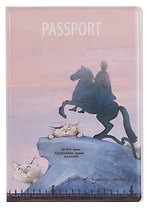 Обложка для паспорта СПб Туристы у Медного всадника (ПВХ бокс) (ОП2025-444)