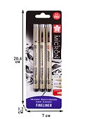 Набор капиллярных ручек «Pigma Micron» 3 штуки, чёрные, 0,25-0,45 мм, Sakura - 1