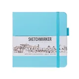 Скетчбук 12*12 80л "Sketchmarker"  небесно-голубой, 140г/м2, слоновая кость, тв.обл.