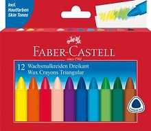 Восковые мелки, 12 цветов, трехгранные, Faber-Castell