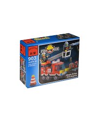 Конструктор пласт. Пожарная машина с 2-мя фигурками (BRICK903) (174419) (129дет.) (6+) (коробка) (в кор. 70шт)