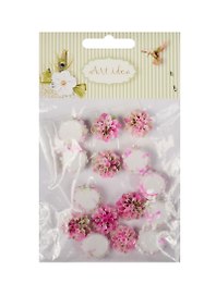Цветы георгины пластиковые двухцветные, 1.5 см,  15 шт/пакет, розовый (11-08631-14)