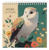 Скетчбук 190*190 20л "Совушка"  акварел. бумага, 200г/м2,тв.обложка, евроспираль