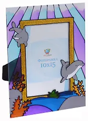 Фоторамка, Oldena,10*15 (18*23) "Дельфины" витраж/стекло в асс.