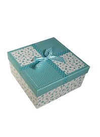 Коробка подарочная 20*20*9,5см, картон, декор.бант, зеленая, Хансибэг