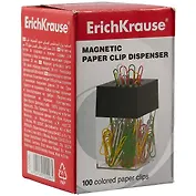 Диспенсер для скрепок магнитный +100шт цв.скрепки, к/к