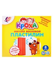 Пластилин «Кроха», 8 цветов, 240 г, восковой, мягкий, Луч