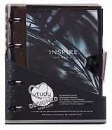 Тетрадь 120л кл. "Inspire", черный, на кольцах, прозр.пластик, шелкография