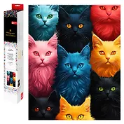 Алмазная мозаика "Цветные коты" 40х50 см.