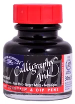 Тушь для каллиграфии 30мл черная (красная крышка), Winsor&Newton