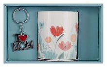 Подарочный набор Кружка и брелок-I love Mom Цветы (коробка) (керамика) (12-topsun-202409-06)