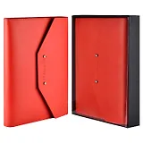 Ежедневник недат. А5+ 120л лин. "НАППОЛА КРАСНЫЙ" мягк.переплёт, иск.кожа, блинт.тиснение, ляссе, металл.кнопки, карманы для визиток и документов, подар.карт.коробка с ПВХ-крышкой