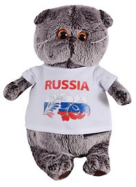 Мягкая игрушка Басик в футболке с принтом Россия (25 см) (Ks25-099)