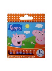 Карандаши восковые 12шт "Свинка Пеппа", к/к, подвес, Харис