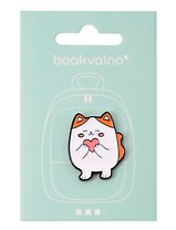 Значок Котовые иллюстрации (белый кот)  (металл)