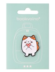Значок Котовые иллюстрации (белый кот)  (металл)