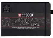 Скетчбук 21*15 80л 140г/м2, черн.бумага, черн.тв.обл., резинка