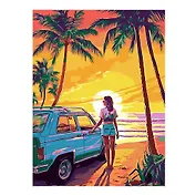 Рх-129 Картина по номерам холст на подрамнике 30*40 см "Закат на берегу"