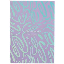 Скетчбук А5 100л "Lilac sketch" белый офсет, 100г/м2, выб. лак, вердый переплет