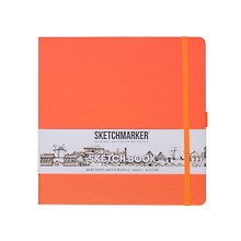 Скетчбук 20*20 80л "Sketchmarker"  неоновый коралл, 140г/м2, слоновая кость, тв.обл.